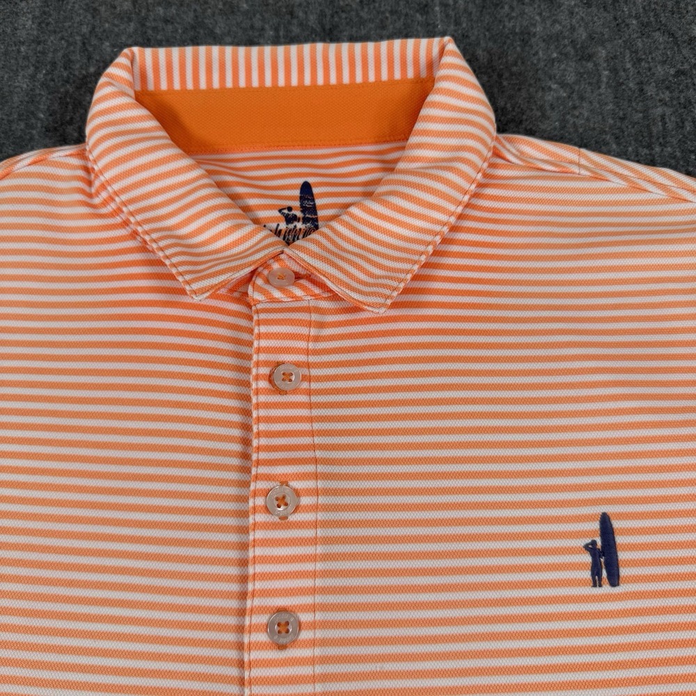 johnnie-O Prep-Formance Men's M Orange Stripe Pinehurst Golf Polo Shirt